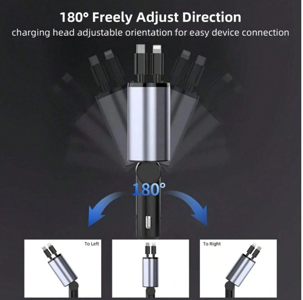 Retractable 4-In-1 Fast Car Charger